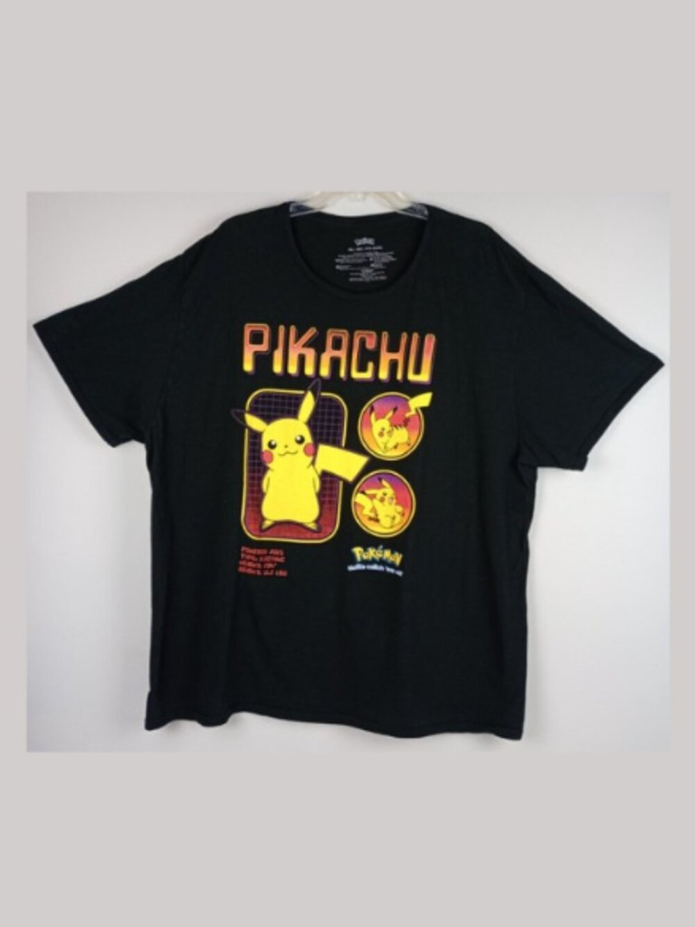 Mad Engine Nintendo Pokemon Mens 3XL Black Pikachu Profile Graphic Tshirt